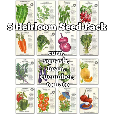 Five heirloom seed packs
